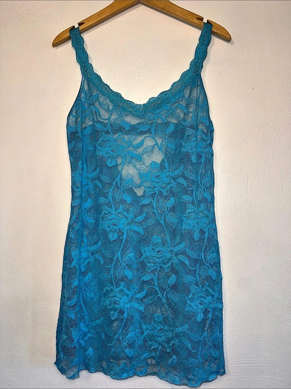 Victoria Secret Floral Lace Mini Chemise Dress in Blue Like New